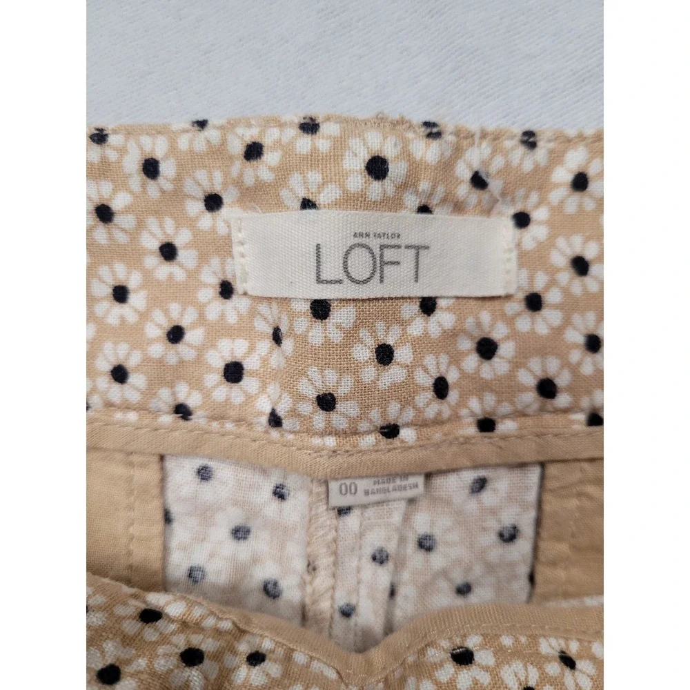 Loft Girls Shorts‎ Beige/Blue Floral Linen Blend Casual Stylish Youth  Size 0/00